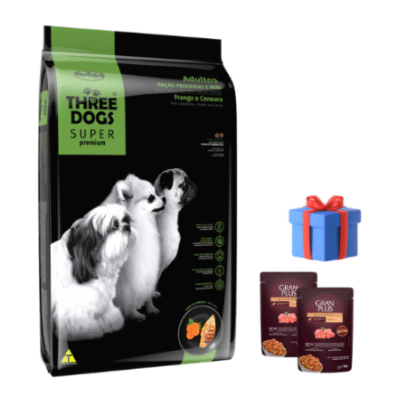 THREE DOGS Adultos – Razas Pequeñas y Mini 15+2kg + Snacks