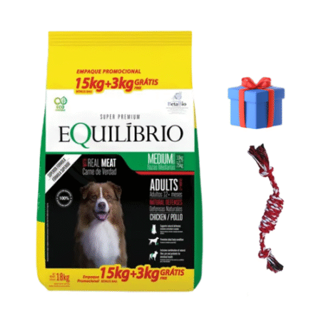 Equilibrio Perro Adulto 15kg + 3kg + Cuerda