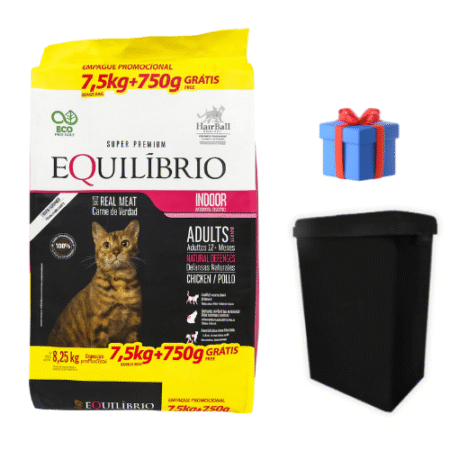 Equilibrio Gato Adulto Hairball 7.5kg + 750g + Tacho