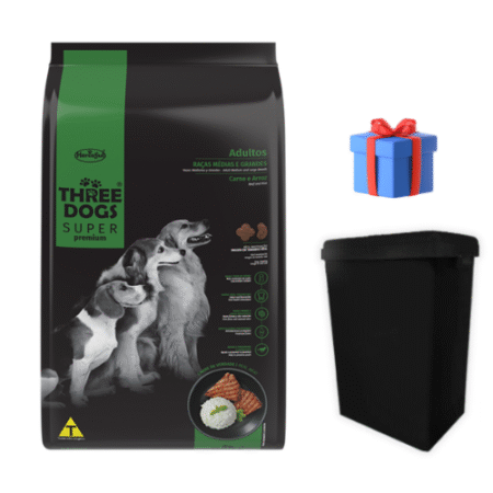 THREE DOGS Adulto – Razas Medianas y grandes 15+2kg + Contenedor