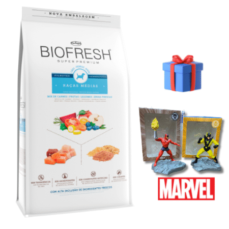 BIOFRESH para cachorros – Razas medianas 15kg + Figura de acción de marvel