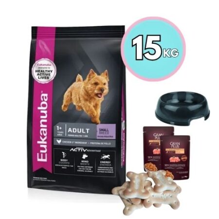 Eukanuba Adulto Raza Pequña 15 KG + Plato o Snacks