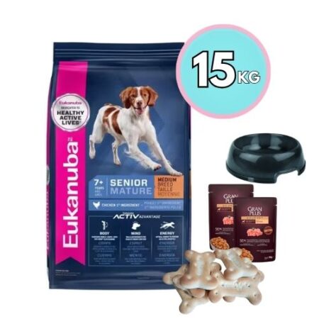 Eukanuba Senior Raza Mediana 15 kg + Plato o Snacks