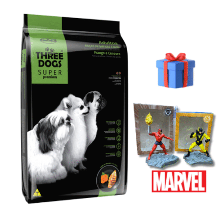 THREE DOGS Adultos – Razas Pequeñas y Mini 15+2kg + Figura de acción de Marvel