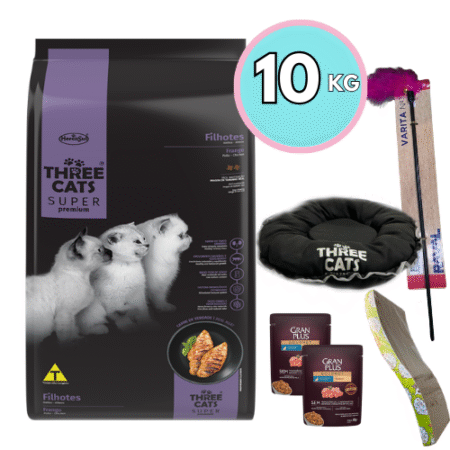 THREE CATS Super Premium – Kitten /Pollo 10kg + Regalo