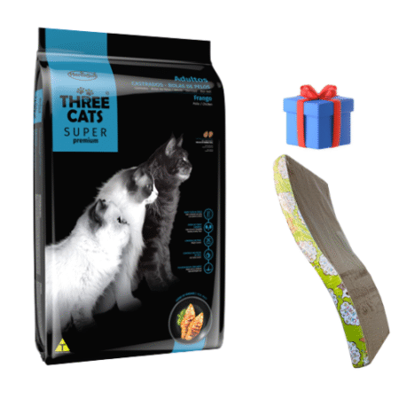 THREE CATS Super Premium – Castrados /Pollo Control Bolas de Pelos 10kg + Rascador