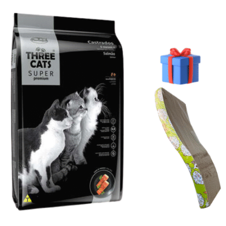 THREE CATS Super Premium – Castrados/ Salmón 10kg + Rascador