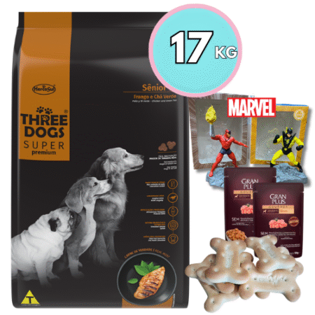 THREE DOGS Senior 7+ – Todas las razas 15+2kg + Regalo 🎁