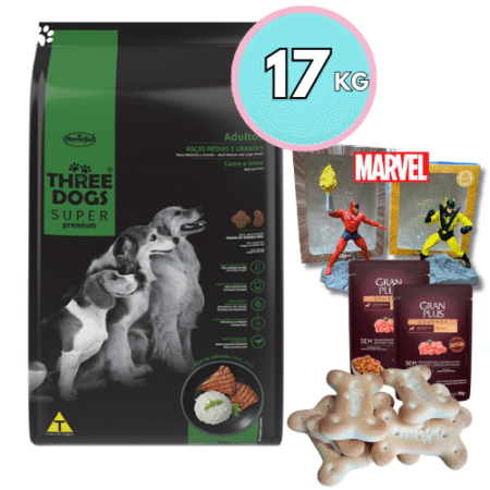 THREE DOGS Adulto – Razas Medianas y grandes 15+2kg + Regalo 🎁