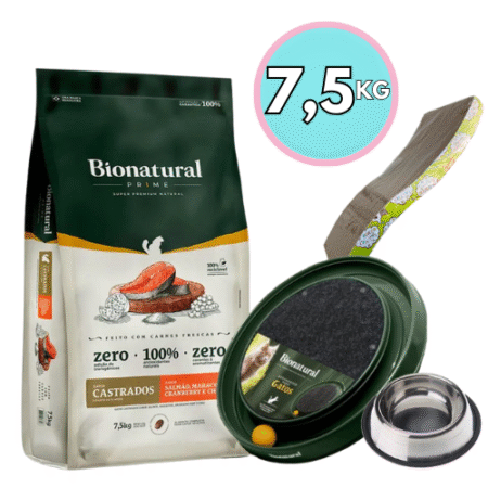 Bionatural gato castrado Salmón 7.5Kg + Regalo