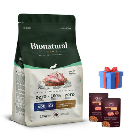 Bionatural perro raza pequeña sabor pollo 10kg + Snacks