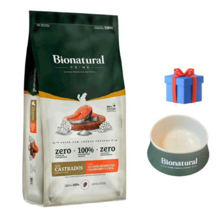 Bionatural gato castrado Salmón 7.5Kg + Plato