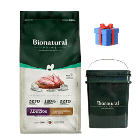 Bionatural perro Adulto pequeña sabor pollo 10kg + Contenedor