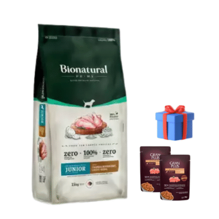 Bionatural perro cachorro raza mediana y grande sabor pollo 15kg + Snacks