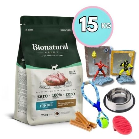 Bionatural Prime Cachorro Raza Mediana y Grande 15 Kg +🎁 a elección