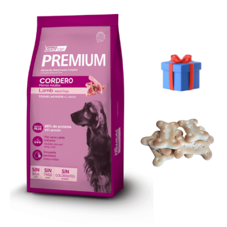 Vitalcan Premium Cordero 20kg + Snacks