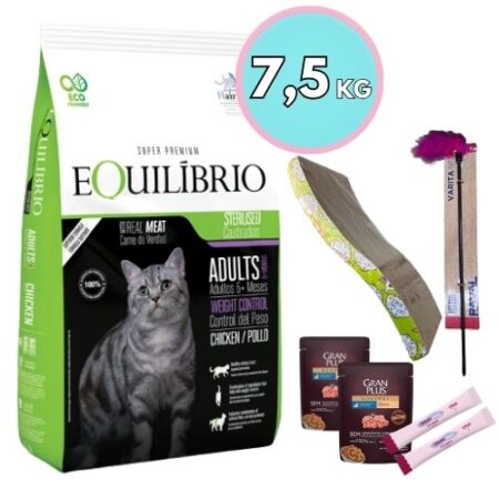 Equilibrio Gato Castrado Hairball 7.5kg + Snacks, rascador o juguete