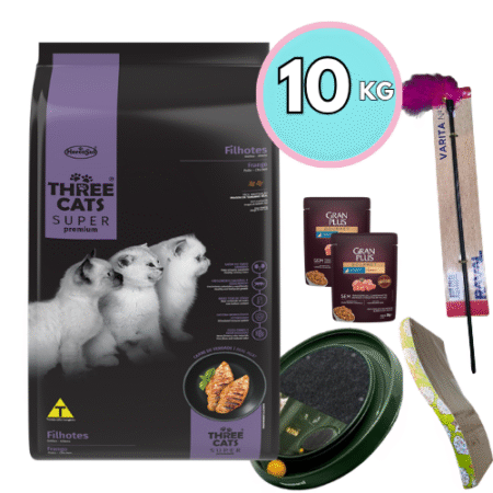 THREE CATS Super Premium – Kitten /Pollo 10kg + Regalo a elección
