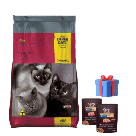 THREE CATS Original – Castrados 10kg + Snacks