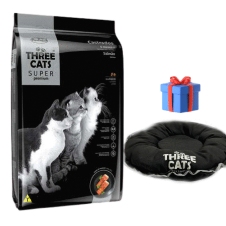 THREE CATS Super Premium – Castrados/ Salmón 10kg + Moises