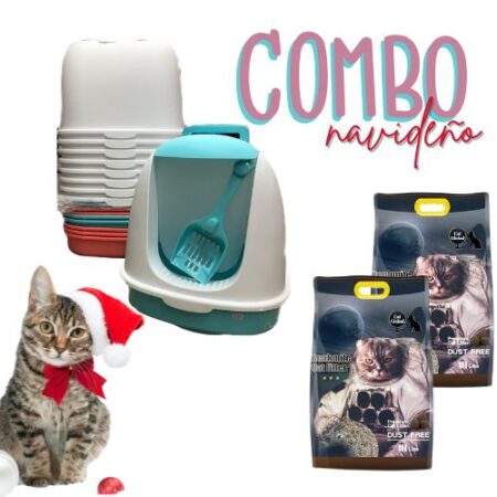 Combo 🎅🏼🎄Baño Cerrado con palita + 2 Arena Aglomerante Cat Global 5L Café