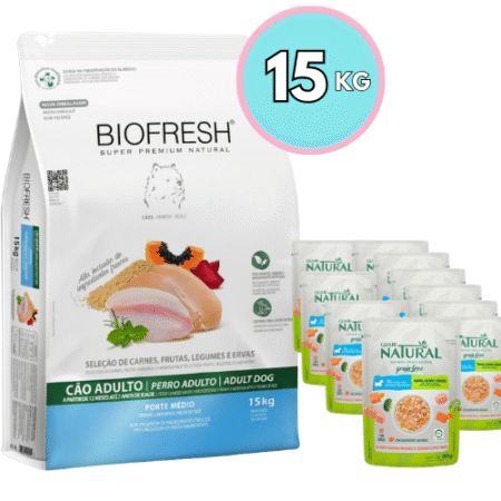 BIOFRESH para perros – Adultos Razas Medianas 15kg + 16 salsas guabi natural