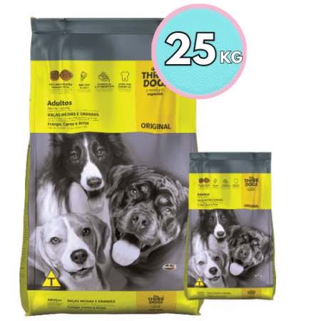 THREE DOGS Original – Razas medianas y grandes 22kg + 3kg