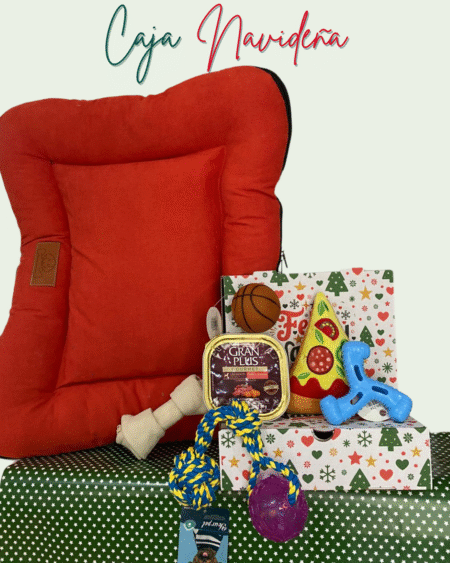Caja Navideña N°7:  Perro Snacks, Juguetes  y Colchoneta Pana 🎅🏼🎄