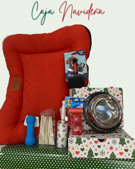 Caja Navideña N°10:  Para Perro Pequeño con Colchoneta de Pana