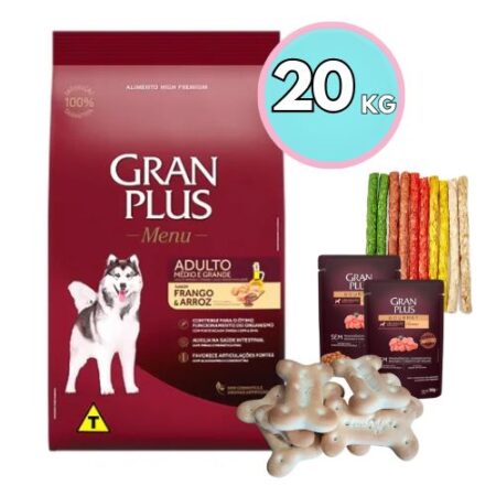 GRAN PLUS para perros – Adultos Razas Medianas 20kg + Snack