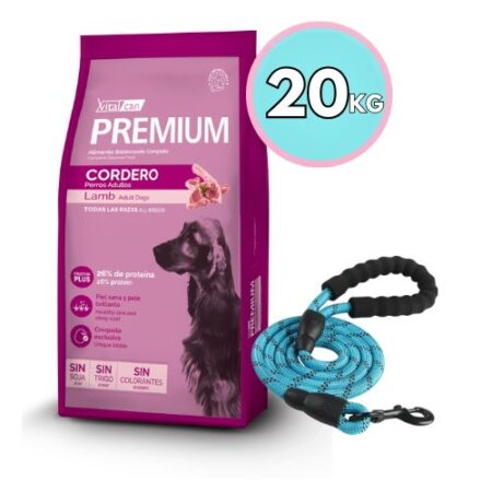 Vitalcan Premium Cordero 20kg + Correa mango reforzado