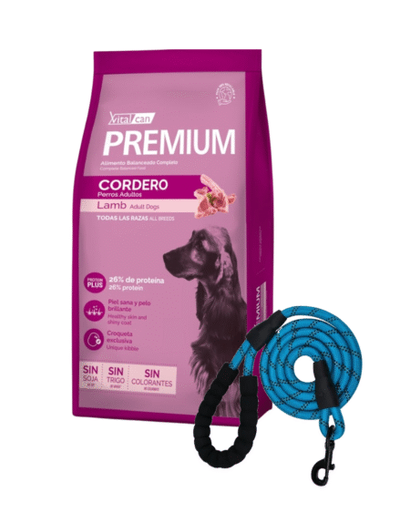 Vitalcan Premium Cordero 20kg + Correa mango reforzado