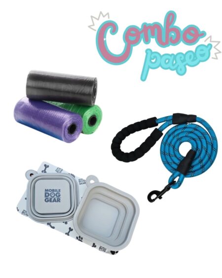 Combo: Plato plegable + Correa mango reforzado + 3 rollitos de bolsas