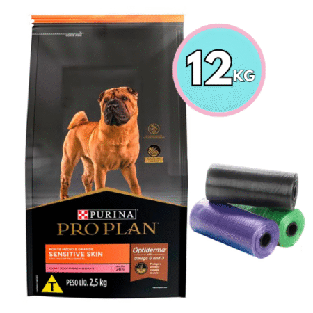 PROPLAN Dog Sensitive Skin 12 Kg + 3 bolsas de heces