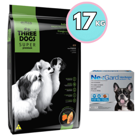 THREE DOGS Adultos – Razas Pequeñas y Mini 15+2kg + Pastilla Nexgard 4-10kg