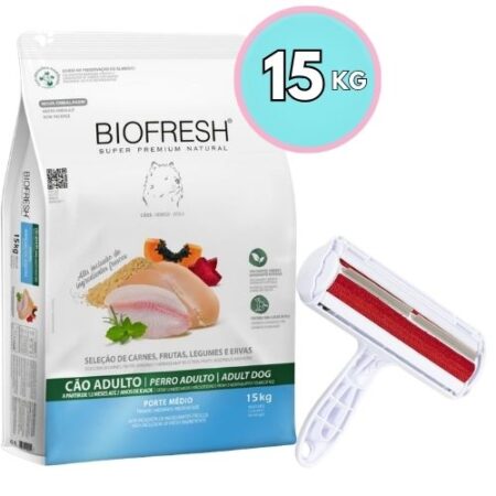 BIOFRESH Adulto Raza mediana 15kg + Rodillo Quita Pelo