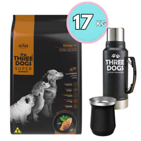 THREE DOGS Senior 7+ – Todas las razas 15+2kg + Termo o Mate