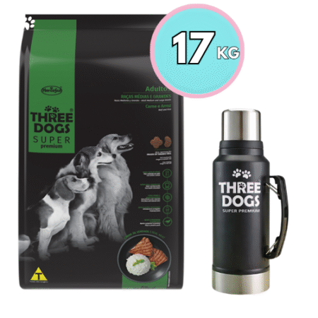THREE DOGS Adulto – Razas Medianas y grandes 15+2kg +Termo